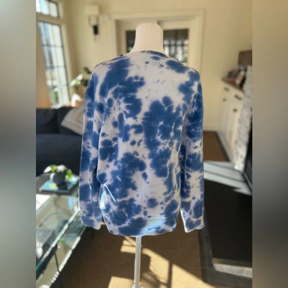 Monrow Women’s Blue & White Tie Dye Long Sleeve Sweatshirt Size M - Picture 3 of 8